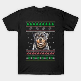 Cute Rottweiler Dog Lover Ugly Christmas Sweater For Women And Men Funny Gifts T-Shirt